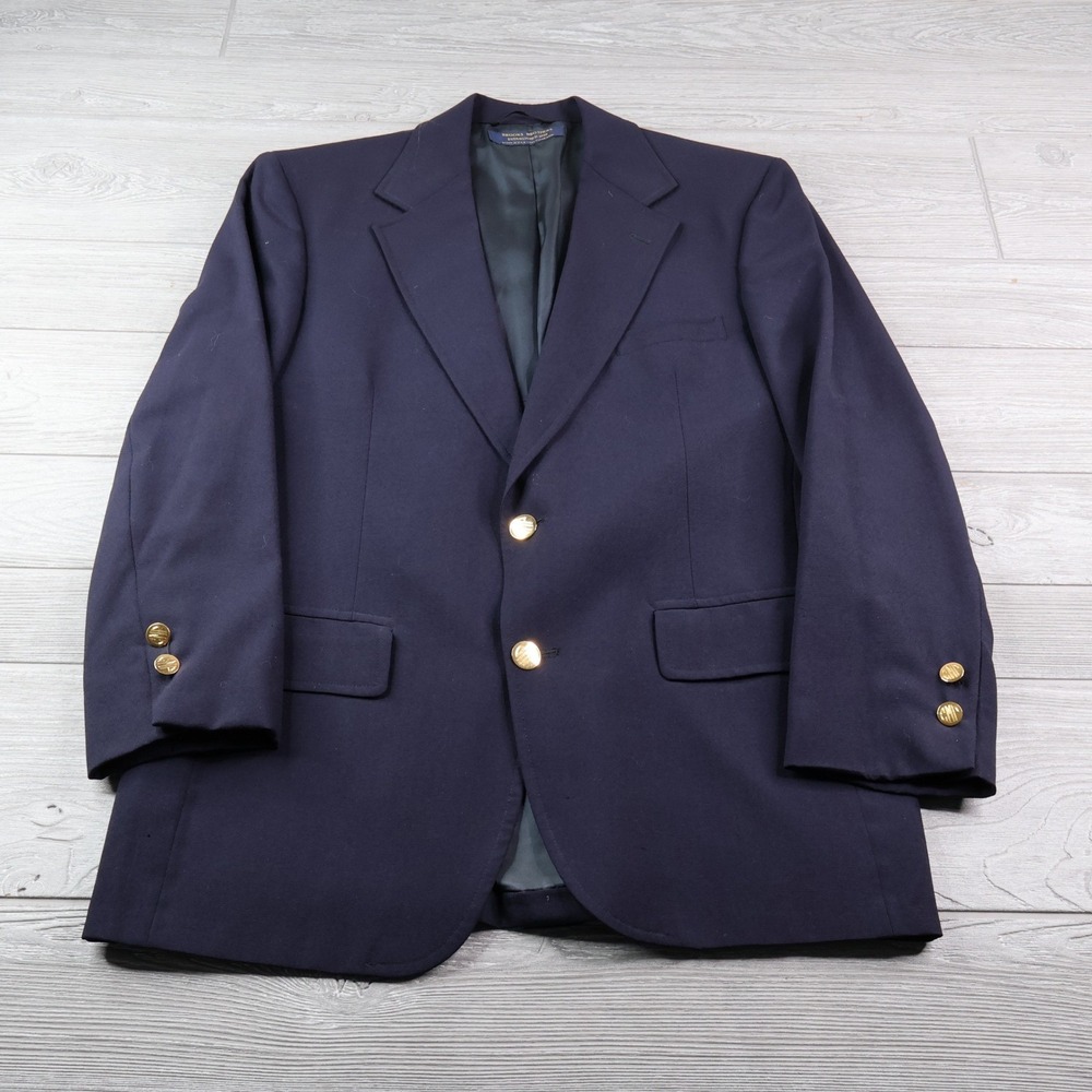 Brooks Brothers 1818 Navy Wool Blazer Gold Button USA Men's 40R